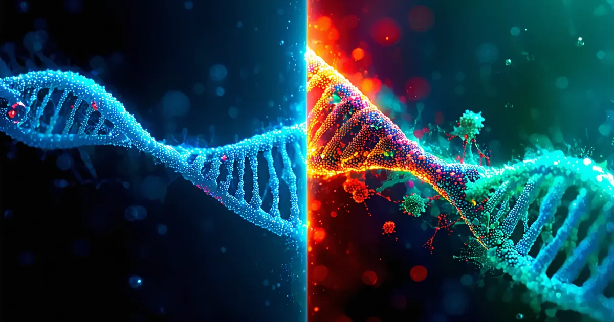Abstract visualization representing AI structural biology and mutation scanning in computational biology